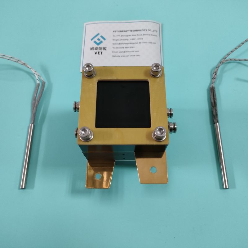 Brandstofcel, testarmatuur met enkele cel, actief gebied 2,5 cm - 2,5 cm